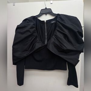 NWOT AKIRA Puffy Puff Sleeve Blouse in black Size XL